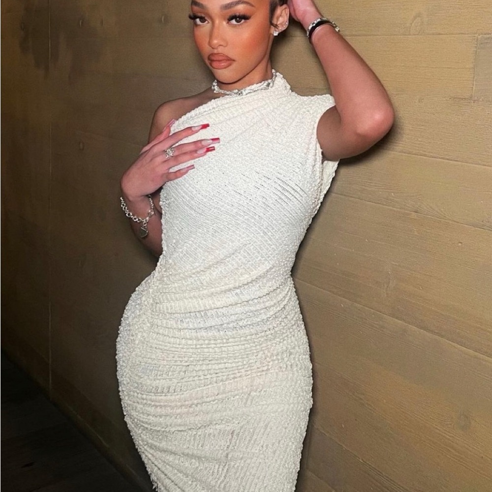 Coucoo one shoulder Elegant Cream Women's Dress